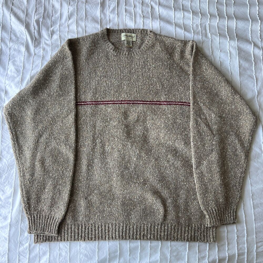 VTG Eddie Bauer Mens Wool Blend Crewneck Sweater XXL Gray Marled made in japan